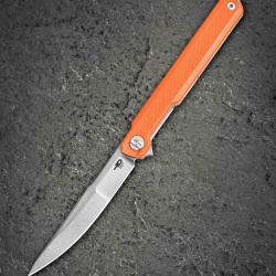 Couteau Bestech Duoz Lame Acier 14C28N Satin Manche Orange G10 Linerlock BTKG65B