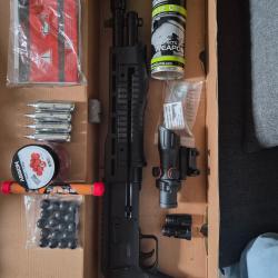 Arme de d&eacute;fense 16 joules TB 68 de 16 coup avec un Kit de d&eacute;bridage de 45 joules avec point rouge.