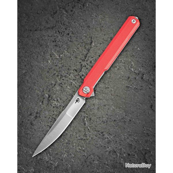 Couteau Bestech Duoz Lame Acier 14C28N Satin Manche Red G10 Linerlock BTKG65C