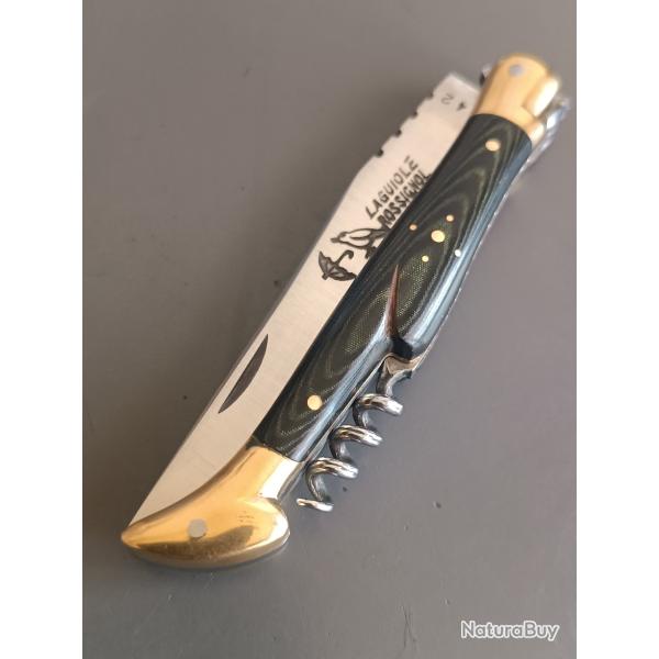 ANCIEN COUTEAU LAGUIOLE, ROSSIGNOL PARAPLUIE � L'�PREUVE, THIERS, XX�me, manche STAMINA, guilloch�