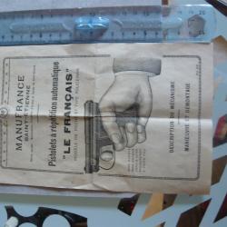 Documentation  sur le "Le Fran&ccedil;ais" Manoeuvre et d&eacute;montage/m&eacute;canisme.Par Manufrance Saint-Etienne.