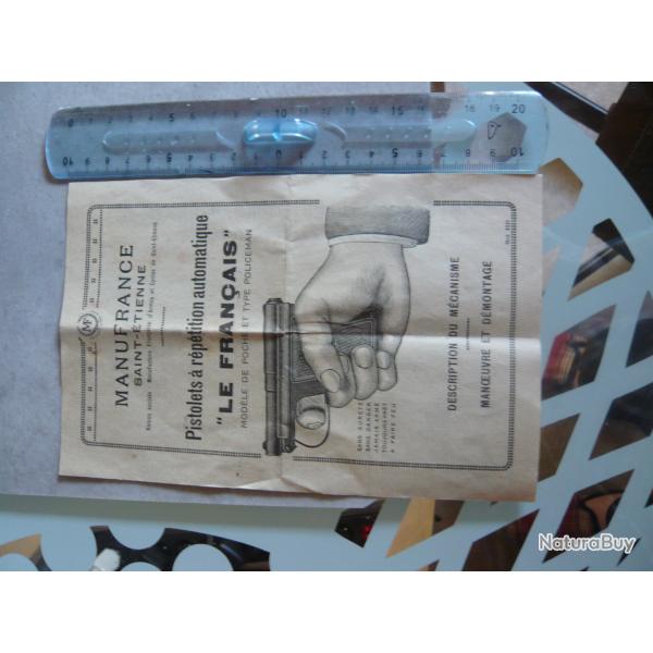 Documentation  sur le "Le Fran�ais" Manoeuvre et d�montage/m�canisme.Par Manufrance Saint-Etienne.