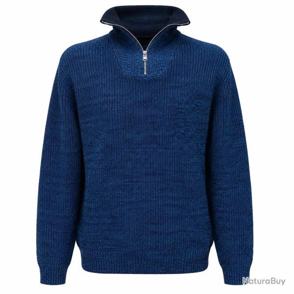 Pull camionneur homme col montant indigo - Manches longues zipp� M
