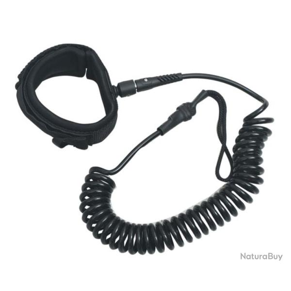 Laisse enroul�e SUP noir 10 pouces s�curit� planche