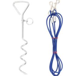 C&acirc;ble attache chien piquet sol 5 m s&eacute;curit&eacute; ext&eacute;rieur