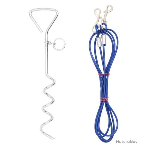 C�ble attache chien piquet sol 5 m s�curit� ext�rieur