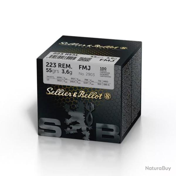 MUNITIONS SELLIER BELLOT 223REM FMJ 55GR X100 EN VRAC