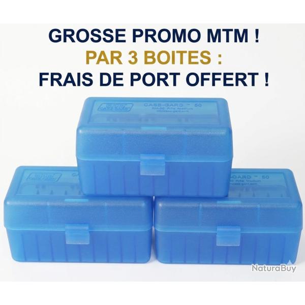 PROMO MTM ! LOT DE 3 BOITES A MUNITIONS MTM RM-50 BLUE POUR 50 CART. CALIBRE 308W