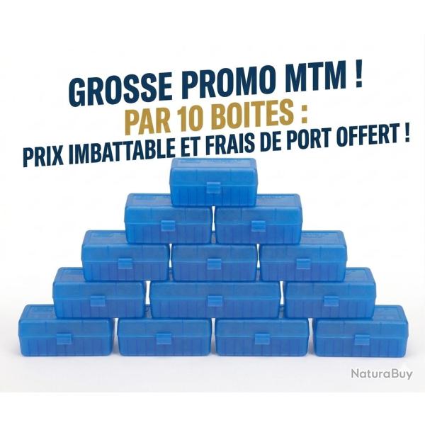 PROMO MTM ! LOT DE 10 BOITES A MUNITIONS MTM RM-50 BLUE POUR 50 CART. CALIBRE 308W