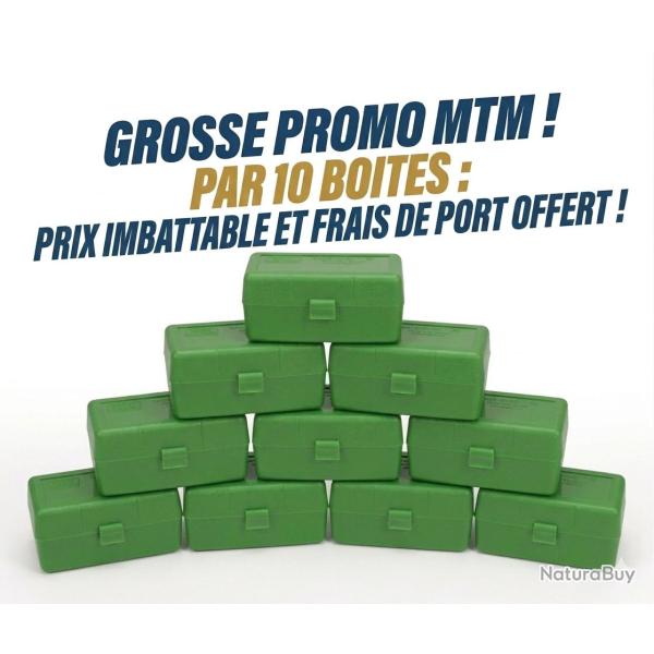 PROMO MTM ! LOT DE 10 BOITES A MUNITIONS MTM RM-50 GREEN POUR 50 CART. CALIBRE 308W