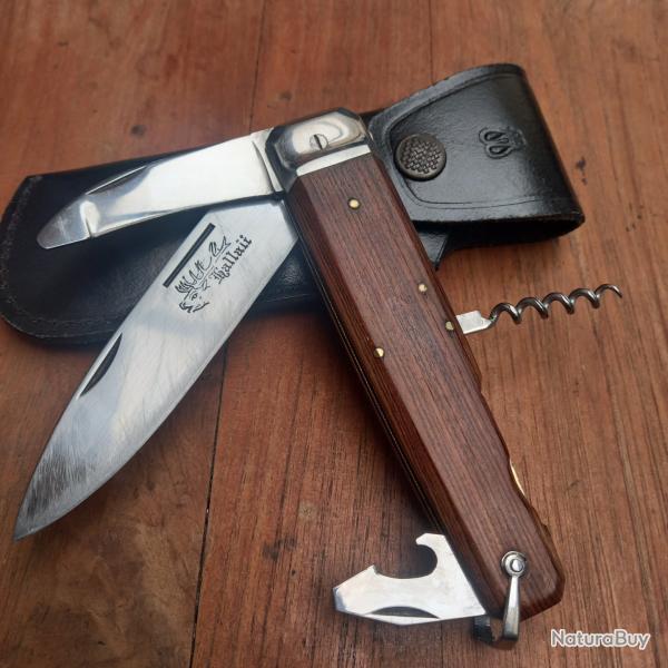 Gros et Solide Couteau BOULEDOGUE Chasseur "HALLALI" DOURIS CHASTEL 4 Pi�ces Manche en Pallissandre