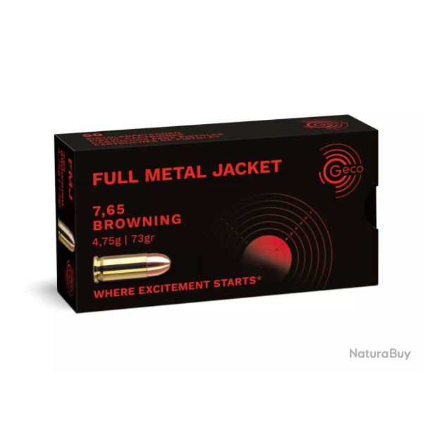50 balles FMJ Cal.32 ACP 73Grs GECO