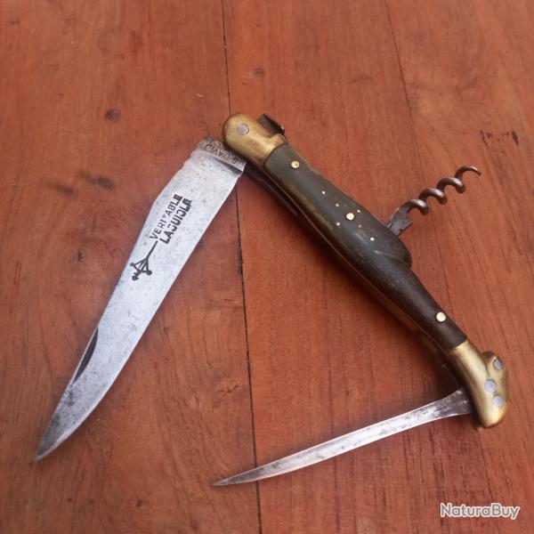 Ancien Couteau LAGUIOLE G.DAVID 3 Pi�ces Manche en Corne