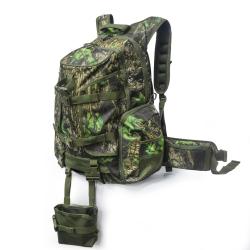 Sac &agrave; Dos de Chasse 40L Vert-Camo avec Porte-Fusil - Sac Outdoor Etanche Randonn&eacute;e Tir Arc + Housse