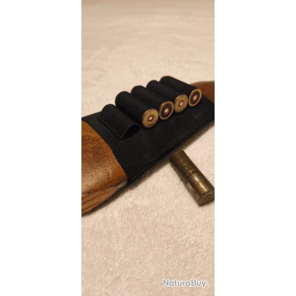 Cartouchi�re de crosse fusil calibre 12 - 5 cartouches - noire