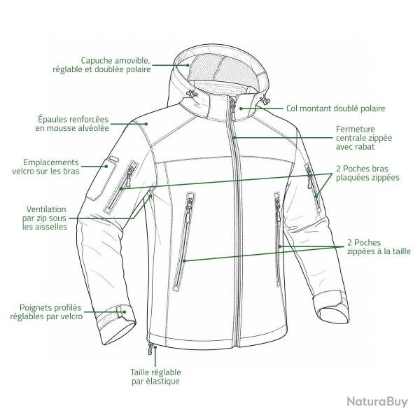 Veste Softshell Fighter A10� Homme Marron Imperm�able et Respirante