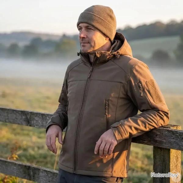 Veste Softshell Fighter A10� Homme Marron Imperm�able et Respirante