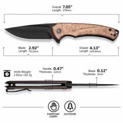 Couteau Civivi Voidflare Lame Acier 14C28N Black Manche Copper Foil G10 Liner Lock CIVC240403