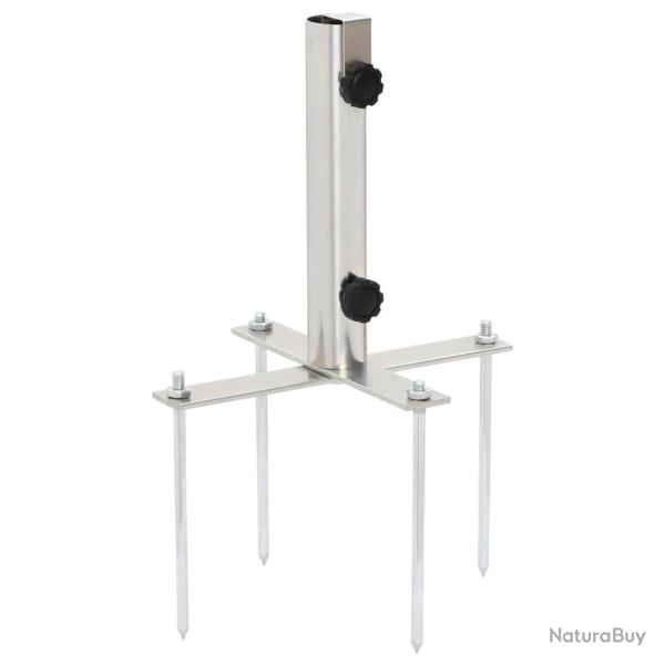 Base de parasol avec piquets de sol 30,5 x 25 x 45 cm stable et s�re design moderne en acier argent