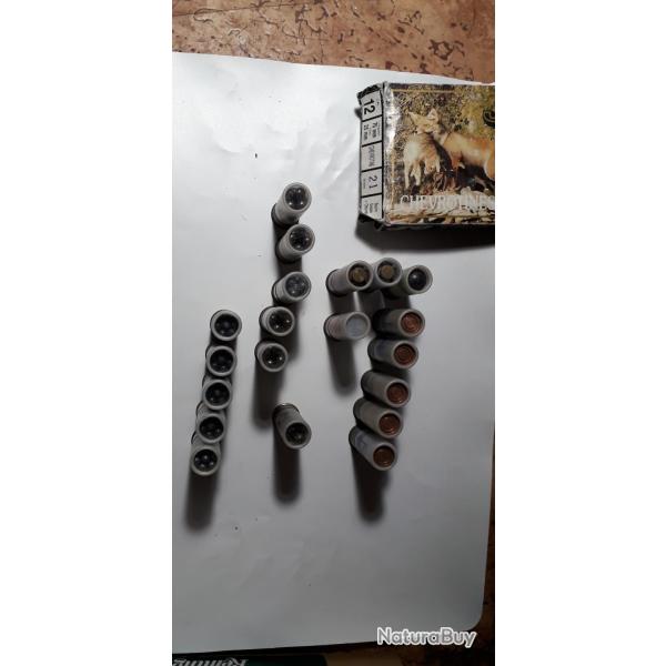 Lot 20 cartouches gros gibier balles et chevrotines