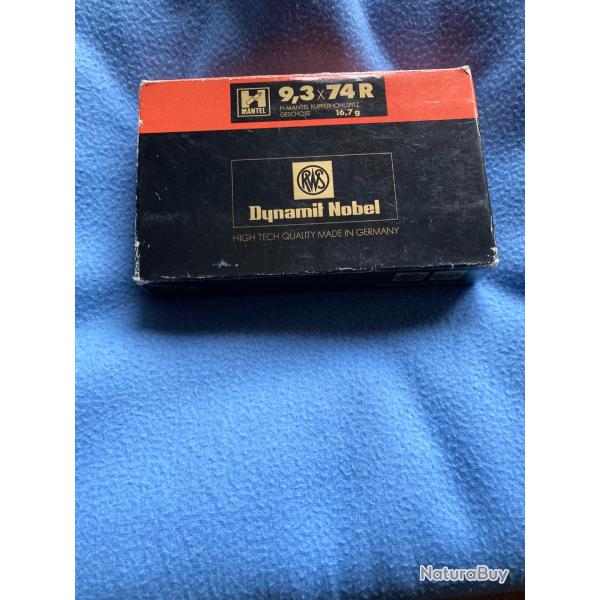 15 cartouches RWS 9,3x74 R H MANTEL.