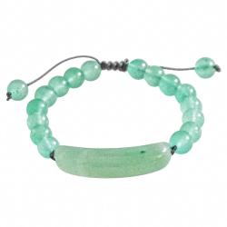 Bracelet tress&eacute; perles rondes en aventurine verte