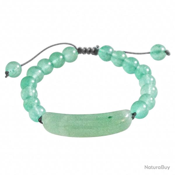 Bracelet tress� perles rondes en aventurine verte