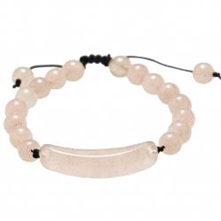 Bracelet tress&eacute; perles rondes en quartz rose