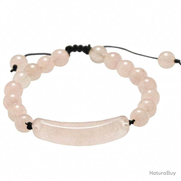 Bracelet tress� perles rondes en quartz rose