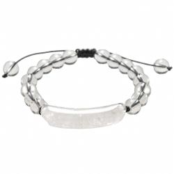 Bracelet tress&eacute; perles rondes en cristal de roche