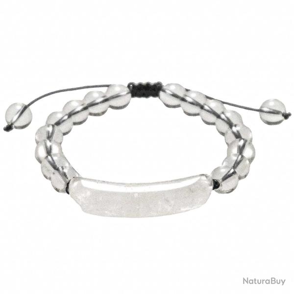 Bracelet tress� perles rondes en cristal de roche