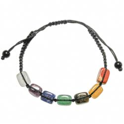 Bracelet tress&eacute; chakras avec perles cubiques en pierre