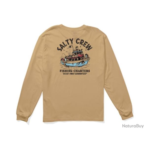 Tee Shirt Manches Longues Salty Crew Fishing Charters Camel