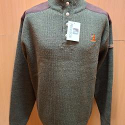 Pull Homme PERCUSSION Col Chemin&eacute;e brod&eacute; T.XXL