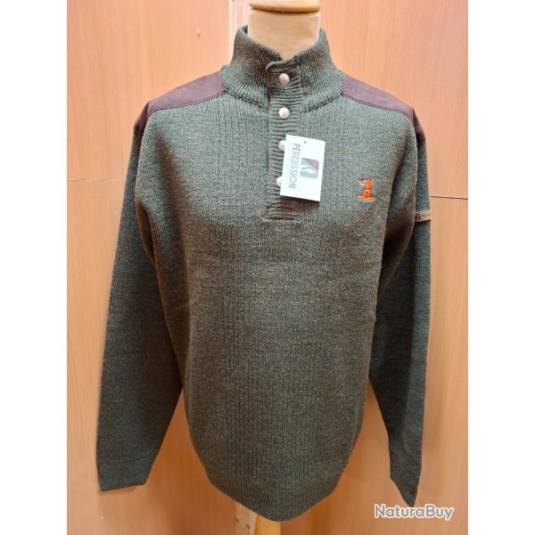 Pull Homme PERCUSSION Col Chemin�e brod� T.XXL
