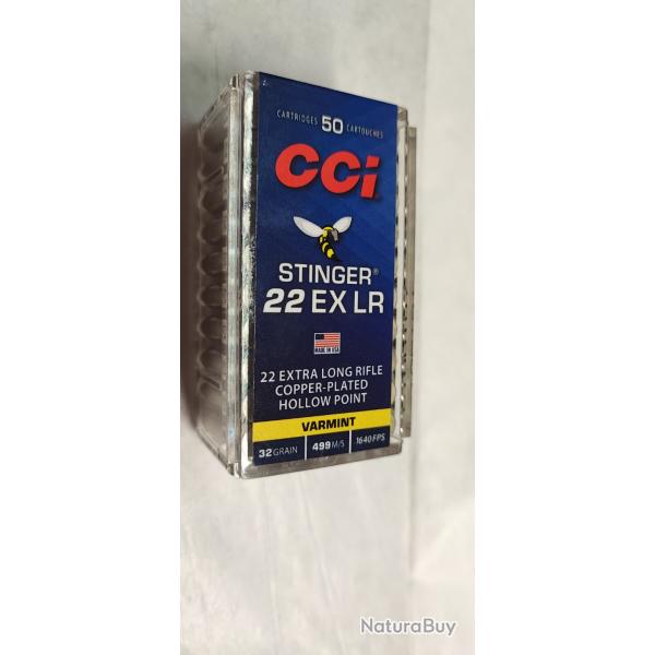 50 munitions CCI 22LR - STINGER - 32gr