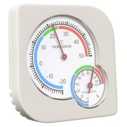 Hygrom&egrave;tre thermo ABS blanc 7,5x7,5x1,2 cm mesure temp&eacute;rature humidit&eacute;