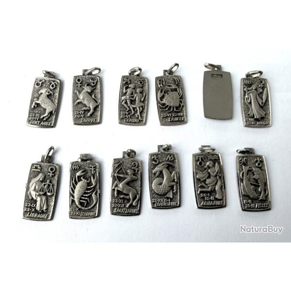 Pendentif Astrologie neuf en argent - Zodiaque