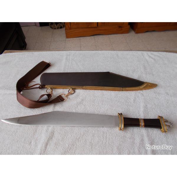 COLD STEEL DAMASCUS LONG SAX / ACIER DAMAS/SCRAMASAXE CELTE/ VIKING