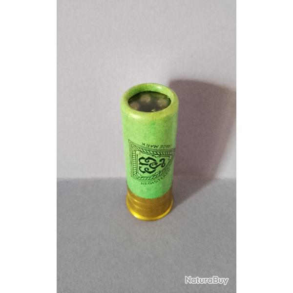 CARTOUCHE ANCIENNE ELEY France verte CAL.12 CHEVROTINES  CULOT DE 16mm NON RECHARGEE