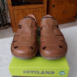 SANDALES SOFTLAND EN 100&deg;/&deg; CUIR DE VACHETTE/REPOS/ETE/CUIR PORTUGAL