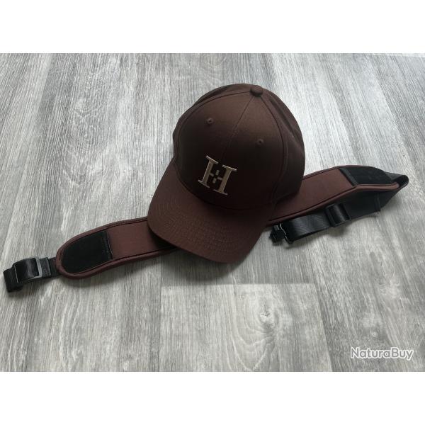 bretelle carabine neoprene marron + casquette