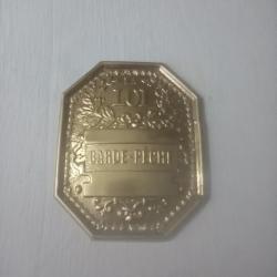 PLAQUE GARDE PECHE m&eacute;tal dor&eacute;, 8 x 12 cm , 2 trous de fixation sur chaque c&ocirc;t&eacute;,