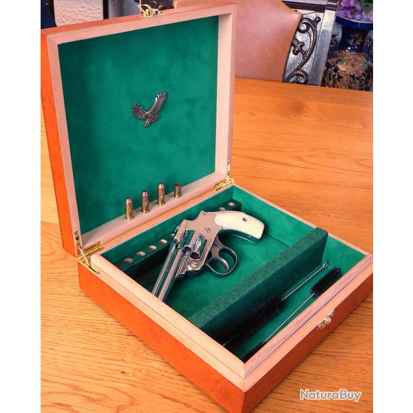 MAGNIFIQUE//SUPERBE COFFRET A REVOLVER POUR CAL: 32 SAFETY FIRST MODEL S&W SHORT+ UNE RAMPE 12 TROUS