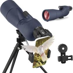 Longue-Vue 25-75&times;60 - Lunette de Vis&eacute;e &Eacute;tanche avec Prisme BAK4 Tr&eacute;pied et Adaptateur T&eacute;l&eacute;phone Bleu