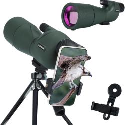 Longue-Vue 25-75&times;60 - Lunette de Vis&eacute;e &Eacute;tanche avec Prisme BAK4 Tr&eacute;pied et Adaptateur T&eacute;l&eacute;phone Vert