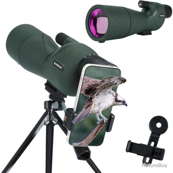 Longue-Vue 25-75�60 - Lunette de Vis�e �tanche avec Prisme BAK4 Tr�pied et Adaptateur T�l�phone Vert