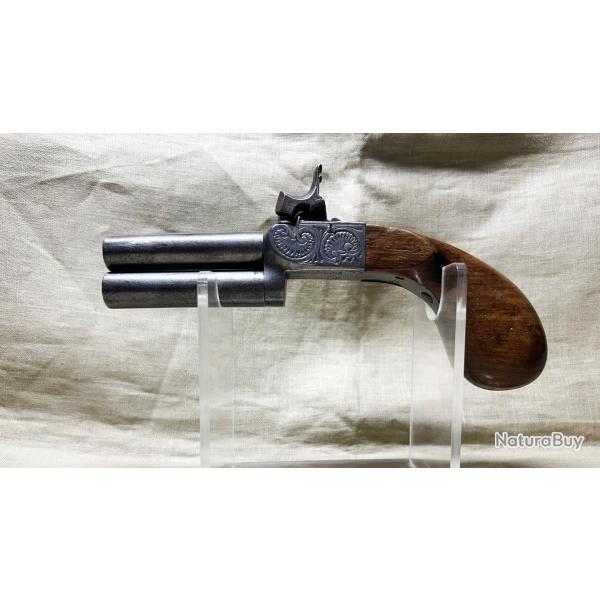 Tr�s beau pistolet � coffre � double canons superpos�s - Tr�s bon �tat - 1830 / 1840 .