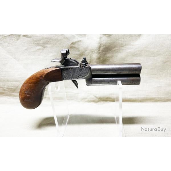 Tr�s beau pistolet � coffre � double canons superpos�s - Tr�s bon �tat - 1830 / 1840 .