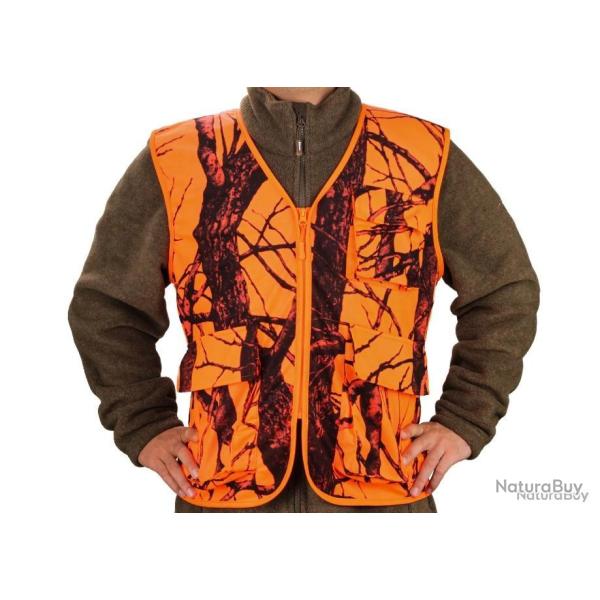 GILET DE CHASSE ORANGE TRAQUE ET BATTUE- LIVRAISON GRATUITE